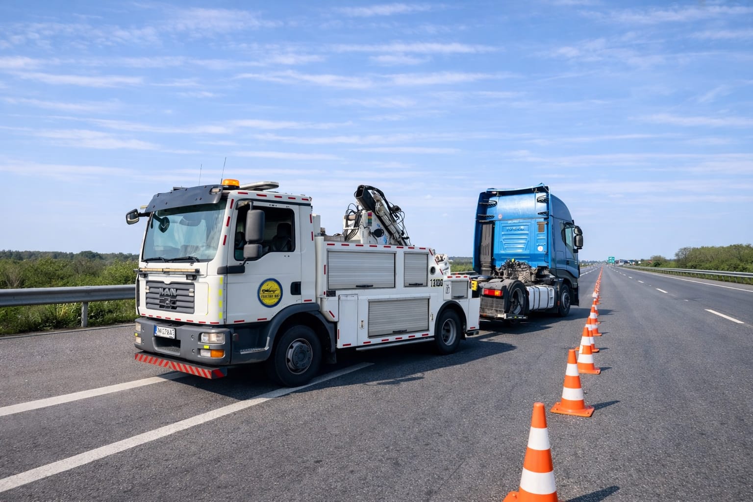 service mobil camioane Timisoara - tractare TIR pe autostrada